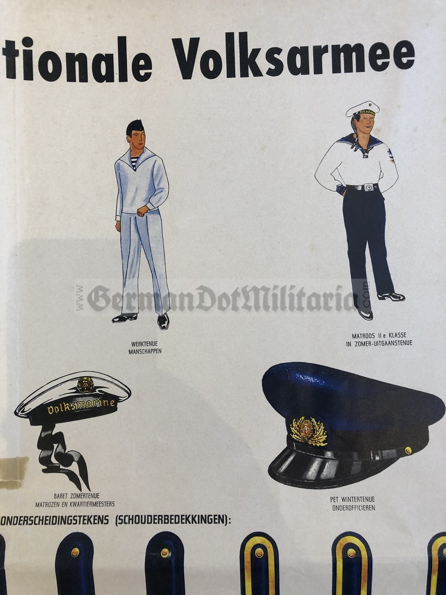po009 - c1960's NATO Dutch educational poster about NVA Volksmarine Navy  uniforms - very large size - GermanDotMilitaria
