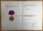 od039 - c1985 dated ZV Civil Defence Zivilverteidigung long service medal award cert
