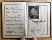 od091 - c1953 GST membership book with due stamps - the man worked at Zentralrat of the FDJ in Berlin
