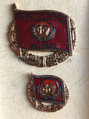 om629 - glass enamel first type Pionierorganisation Ernst Thälmann honour badges set in bronze in box