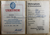 opc007 - NVA sports badge award cert & traffic safety training doc for the same man from Parchim