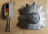 rp011 - c1950s West German Niedersachsen Police Tschako badge and tri-colour Kokarde Hoheitszeichen