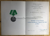 od064 - c1970 dated Volkspolizei medal award certificate - Berlin