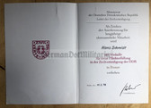 od057 - c1978 dated ZV Zivilverteidigung Civil Defence medal award certificate - Berlin