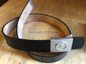 wo093 - 5 - black leather conscript soldier & NCO issue NVA, BePo and Grenztruppen belt - 130cm long