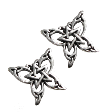 Sterling Silver Butterfly Pentacle Stud Earrings