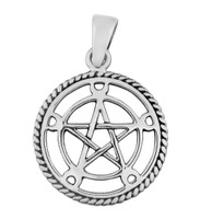 Small Sterling Silver Moon Pentacle Pendant