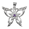 Sterling Silver Butterfly Pentacle Pendant with Amethyst