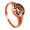 Copper Crescent Moon Pentacle Ring