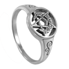 Sterling Silver Crescent Moon Pentacle Ring