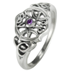 Sterling Silver Heart Pentacle Ring with Amethyst