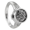 Sterling Silver Crescent Moon Pentacle Poison Locket Ring