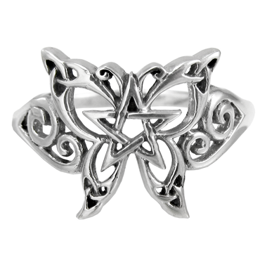 Sterling Silver Butterfly Pentacle Ring