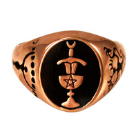 Copper Chalice and Blade Pentacle Ring