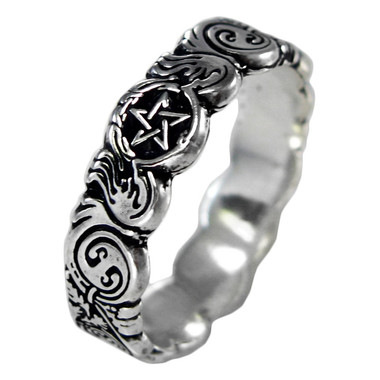 Sterling Silver Celtic Knot Pentacle Banshee Guardian Ring