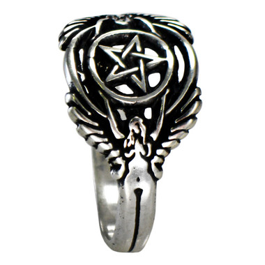 Silver Hermetic Guardian Angel Pentacle Ring