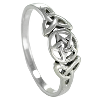 Sterling Silver Celtic Knot Pentacle Triquetra Ring
