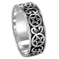 Silver Celtic Knot Pentacle Ring Band