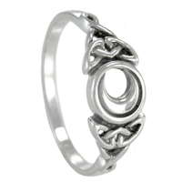 Sterling Silver Celtic Triquetra Knot Crescent Moon Ring