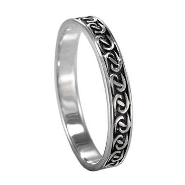 Narrow Braided Silver Celtic Motif Band Ring