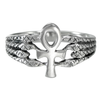 Silver Egyptian Ankh Serpent Ring