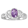 Sterling Silver Celtic Triquetra Knot Amethyst Ring