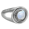 Crescent Moon Rotating Flip Ring Moonstone Celtic Knot Goddess Wiccan Pagan Jewelry