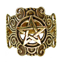 Large Bronze Ornate Pentacle Ring