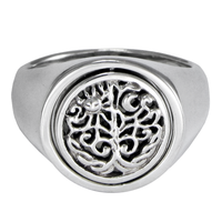 Sterling Silver Tree of Life Rainbow Moonstone Flip Ring with Sun and Moon