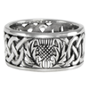 Sterling Silver Wide Scottish Thistle Wedding Band with Celtic Knot Ring