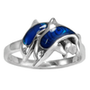 Sterling Silver Dolphin Ring with Lustrous Blue Enamel