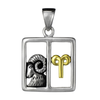 Aries Ram Zodiac Sign Pendant Sterling Silver Gold Plated
