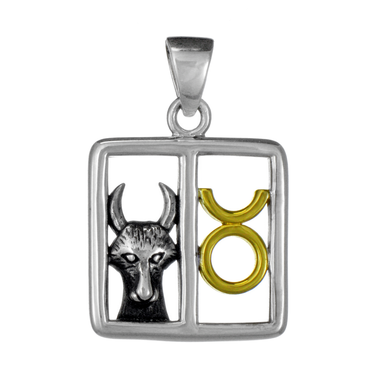 Taurus Bull Zodiac Sign Pendant Sterling Silver Gold Plating