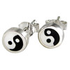 Sterling Silver Yin Yang Earrings Studs Black and White Enamel Jewelry
