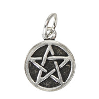 Tiny Pentacle Pentagram Sterling Silver Wiccan Pagan Charm Jewelry