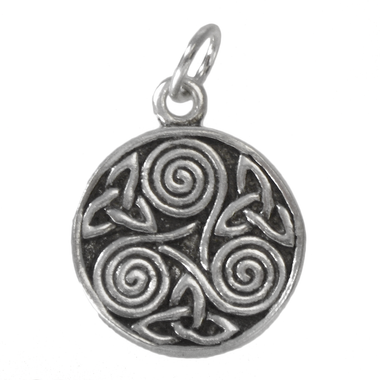 Sterling Silver Celtic Trinity Knot Spiral Triskelion Charm