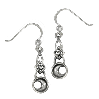 Sterling Silver Celtic Knot Crescent Moon Dangle Earrings