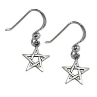 Sterling Silver Pentagram Dangle Earrings Wiccan Pagan Pentacle Jewelry