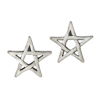 Sterling Silver Pentagram Star Post Earrings Wiccan Pagan Pentacle Jewelry