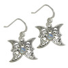 Sterling Silver Moon Phase Butterfly Earrings with Rainbow Moonstone Jewelry