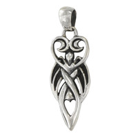 Sterling Silver Winged Moon Goddess Pendant Wicca Pagan Jewelry
