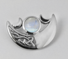 Silver Celtic Knot Crescent Moon Rainbow Moonstone Pendant