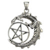 Sterling Silver Dragon Pentacle Wiccan Pagan Jewelry for men or women