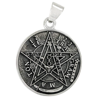 Silver Tetragrammaton Pentagram Pentacle Pendant