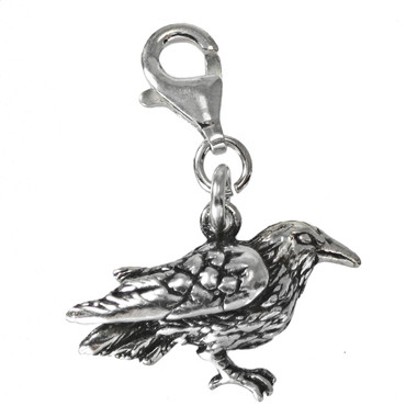 Sterling Silver Raven Crow Corvid Clip Charm Bird Pendant Totem Jewelry