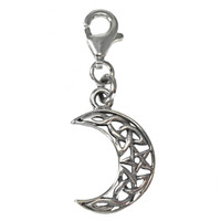 Sterling Silver Pentacle Crescent Moon Celtic Knot Clip Charm
