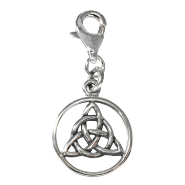 Celtic Encircled Trinity Knot Sterling Silver Clip Charm Pendant Irish Jewelry