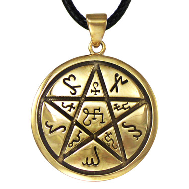 Bronze Earth Pentacle Pendant Alchemical Theban Hermetic Jewelry