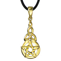 Bronze Triquetra Pentacle Pendant - Wiccan Pagan Jewelry for men or women