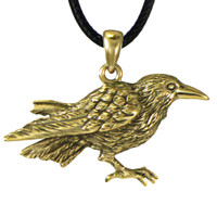 Bronze Raven Crow Totem Pendant - Wisdom and Knowledge Jewelry